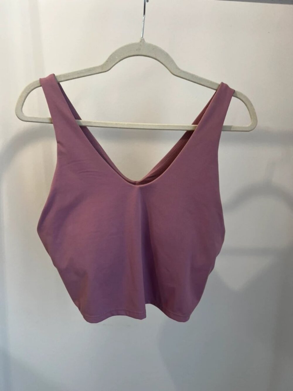 Women's Lilac Cropped Sports Bra Tank Top with Removable Padding Size L